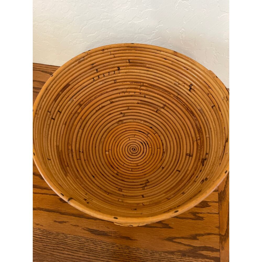 Vintage Italian Pencil Reed Bamboo Bowl Mid Century Made in Italy - Picture 6 of 10